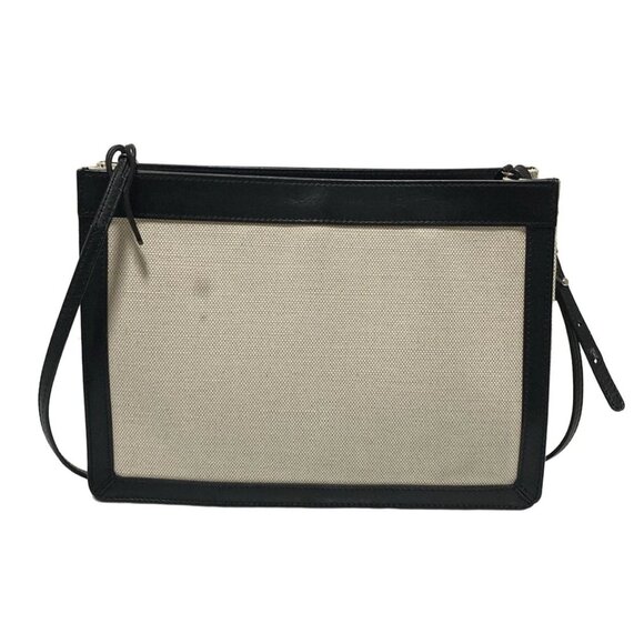 BALENCIAGA Navy Pochette Cream Black Canvas Leather - Shoulder Bag 354-052025 - Picture 2 of 8